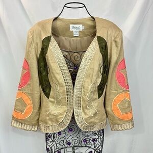 NWT JSONG tan embroidered jacket size 8